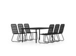 Syfax™ Set Da Pranzo Per Giardino 7 Pz Con Cuscini Nero