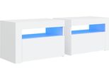 Syfax™ Comodini 2 Pz Con Led Bianchi 60X35X40 Cm