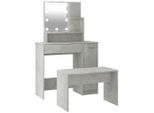 Syfax™ Set Tavolo Da Toeletta Grigio Cemento Con Led Legno Multistrato