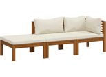 Syfax™ Set Divani Da Giardino 3 Pz Con Cuscini Crema In Legno Acacia