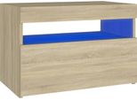 Syfax™ Comodino Con Luci Led Sonoma 60X35X40 Cm In Legno Multistrato