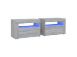 Syfax™ Comodini 2 Pz Con Luci Led Grigio Sonoma 60X35X40 Cm