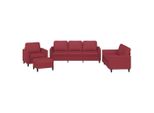 Syfax™ Set Di Divani 4 Pz Con Cuscini Rosso Vino In Pelle Finta