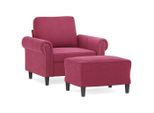 Syfax™ Poltrona Con Poggiapiedi Rosso Vino 60 Cm In Velluto