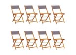 Syfax™ Sedie Giardino Pieghevoli 8Pz Antracite Tessuto Legno Massello