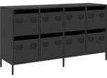 Syfax™ Credenza Nera 135X39X73,5 Cm In Acciaio Laminato A Freddo