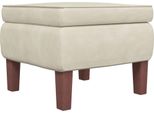 Syfax™ Poggiapiedi Con Gambe In Legno Crema In Velluto