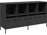 Syfax™ Credenza Nera 135X39X73,5 Cm In Acciaio Laminato A Freddo