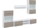 Syfax™ Mobile Tv 5 Pz Con Illuminazione A Led Grigio Pietra Truciolato