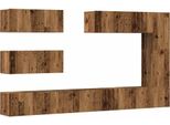 Syfax™ Set Mobile Tv 7 Pz Montato A Parete Legno Antico In Truciolato