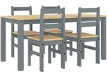 Syfax™ Set Da Pranzo 5 Pz Panama Grigio In Legno Massello Di Pino