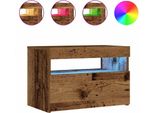 Syfax™ Comodino Con Led Legno Antico 60X35X40 Cm In Legno Multistrato