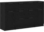 Syfax™ Credenza Con Cassetto 3 Pcs Rovere Nero Legno Multistrato