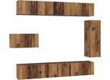 Syfax™ Set Mobile Tv 8 Pcs Legno Vecchio Legno Multistrato