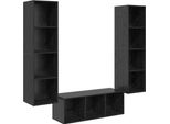 Syfax™ Set Mobile Tv 3 Pcs Rovere Nero Legno Multistrato