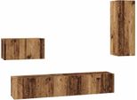 Syfax™ Mobile Tv Da Parete 4 Pcs Legno Vecchio Legno Multistrato