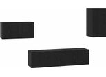 Syfax™ Set Mobile Tv Con Cassetto Rovere Nero Legno Multistrato