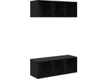 Syfax™ Set Mobile Tv 2 Pcs Rovere Nero 37 X 37 X 107 Cm