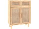 Syfax™ Credenza Marrone 60X30X75Cm Legno Massello Pino Rattan Naturale