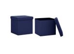 Syfax™ Sgabelli Con Contenitore Pieghevoli 2 Pz Blu In Simil Lino