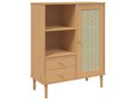 Syfax™ Credenza Senja Aspetto Rattan Marrone 90X40X112Cm Massello Pino