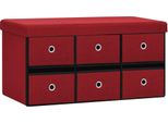 Syfax™ Cassapanca Pieghevole Rosso Vino 76X38X38 Cm In Simil Lino