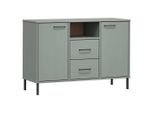 Syfax™ Credenza Gambe Metallo Grigio 113X40X77 Cm Legno Massello Oslo