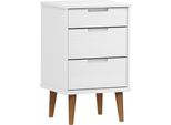 Syfax™ Comodino Molde Bianco 40X35X65 Cm In Legno Massello Di Pino