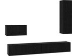 Syfax™ Mobile Tv Da Parete 4 Pcs Rovere Nero Legno Multistrato