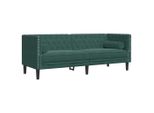 Syfax™ Divano Chesterfield Con Rinforzi 3 Posti Verde Scuro In Velluto