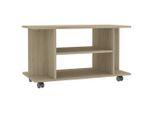 Syfax™ Mobile Tv Con Ruote Rovere Sonoma 80X40X45 Cm Legno Multistrato