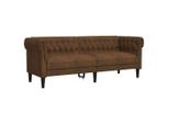Syfax™ Divano Chesterfield A 3 Posti Marrone In Tessuto
