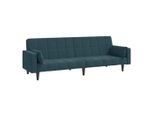 Syfax™ Divano Letto A 2 Posti Con 2 Cuscini Blu In Velluto