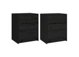 Syfax™ Comodini 2 Pz Neri 40X31X50 Cm In Legno Massello Di Pino