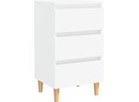 Syfax™ Comodino Con Gambe In Legno Massello Bianco 40X35X69 Cm