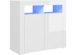 Syfax™ Credenza Con Luci A Led Bianco Lucido 80X35X75 Cm