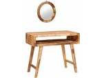 Syfax™ Tavolo Da Trucco Con Specchio Marrone Legno Di Mango Massello