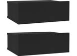 Syfax™ Comodini Pensili 2Pz Neri 40X30X15 Cm In Legno Multistrato