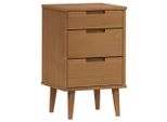Syfax™ Comodino Marrone Molde 40X35X65 Cm In Legno Massello Di Pino