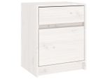 Syfax™ Comodino Bianco 40X31X50 Cm In Legno Massello Di Pino