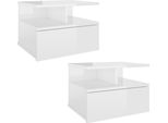 Syfax™ Comodini Pensili 2Pz Bianco Lucido 40X31X27Cm Legno Multistrato