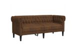 Syfax™ Divano Chesterfield A 2 Posti Marrone In Tessuto