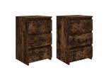 Syfax™ Comodini Rovere Fumo 2 Pz 40X35X62,5 Cm In Legno Multistrato