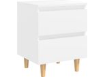 Syfax™ Comodino Con Gambe In Pino Massello Bianco 40X35X50 Cm