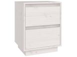 Syfax™ Comodino Bianco 40X35X50 Cm In Legno Massello Di Pino