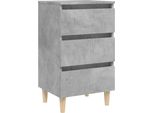 Syfax™ Comodino Con Gambe In Legno Massello Grigio Cemento 40X35X69 Cm