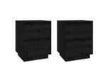 Syfax™ Comodini 2 Pz Neri 40X35X50 Cm In Legno Massello Di Pino