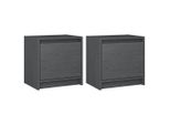 Syfax™ Comodini 2 Pz Grigi 40X30,5X40 Cm In Legno Massello Di Pino