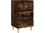 Syfax™ Comodino Con Gambe In Legno Massello Rovere Fumo 40X35X69 Cm