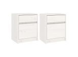Syfax™ Comodini 2 Pz Bianchi 40X31X50 Cm In Legno Massello Di Pino